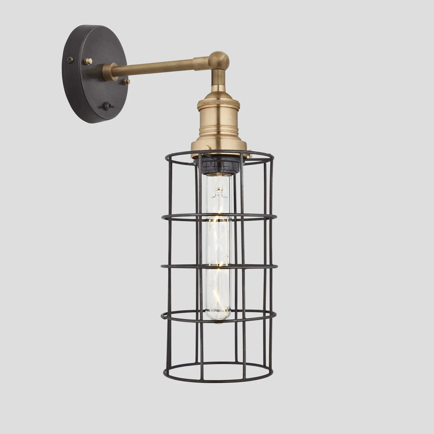 Brooklyn Wire Cage Wall Light - 5 Inch - Pewter - Cylinder 4 Brooklyn Wire Cage Wall Light - 5 Inch - Pewter - Cylinder - Image 2