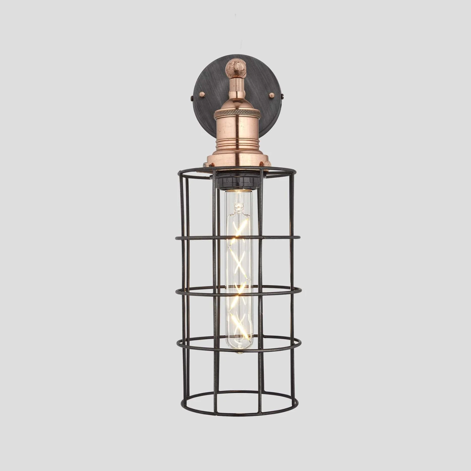 Brooklyn Wire Cage Wall Light - 5 Inch - Pewter - Cylinder 7 Brooklyn Wire Cage Wall Light - 5 Inch - Pewter - Cylinder - Image 5