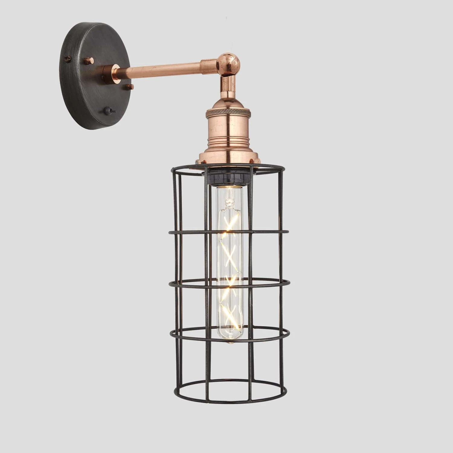 Brooklyn Wire Cage Wall Light - 5 Inch - Pewter - Cylinder 8 Brooklyn Wire Cage Wall Light - 5 Inch - Pewter - Cylinder - Image 6