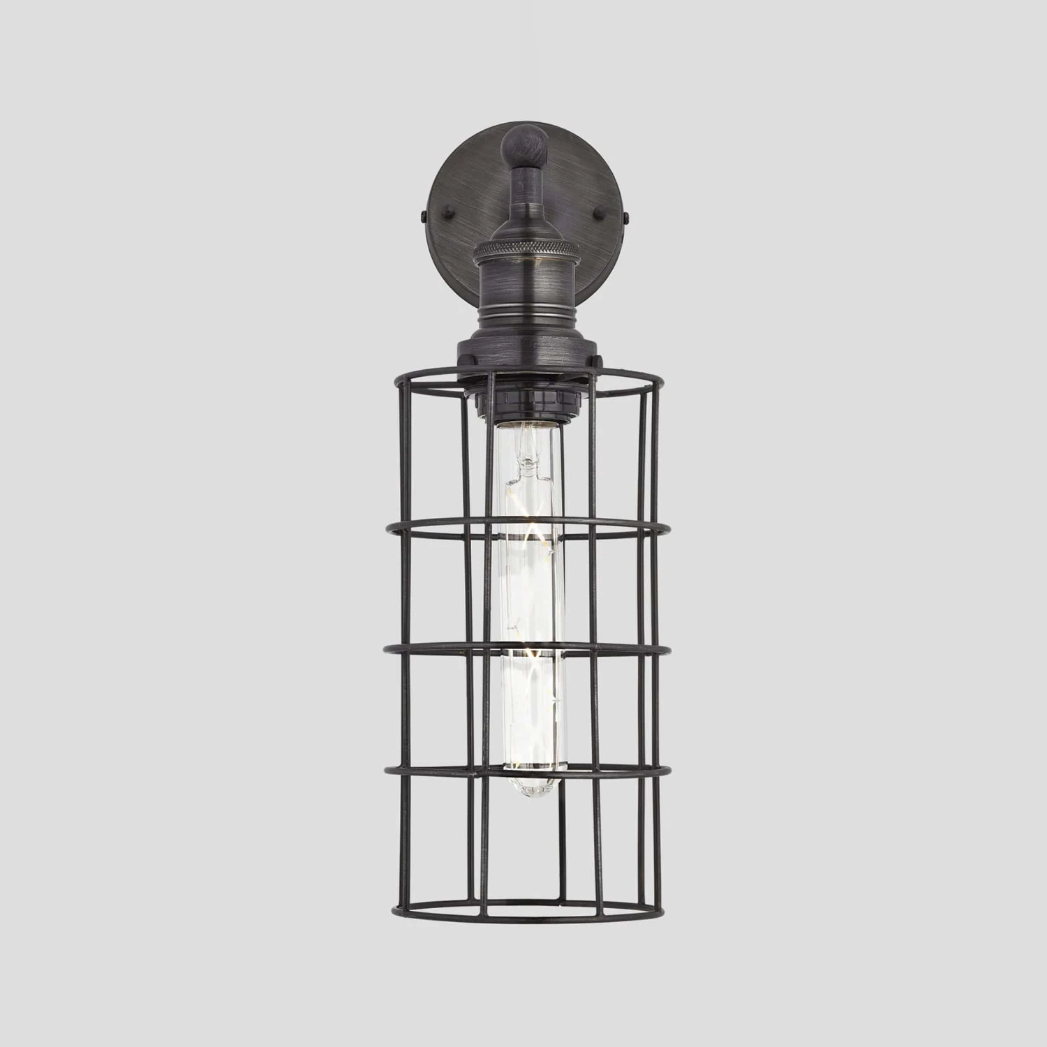 Brooklyn Wire Cage Wall Light - 5 Inch - Pewter - Cylinder 5 Brooklyn Wire Cage Wall Light - 5 Inch - Pewter - Cylinder - Image 3