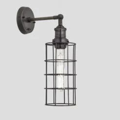 Brooklyn Wire Cage Wall Light - 5 Inch - Pewter - Cylinder 12 Brooklyn Wire Cage Wall Light - 5 Inch - Pewter - Cylinder -Lumi Home Shop 5 Inch WallLight Pewter Industville Lighting Cylinder PewterHolder Brooklyn BR WCWL5 P CY PHcopy