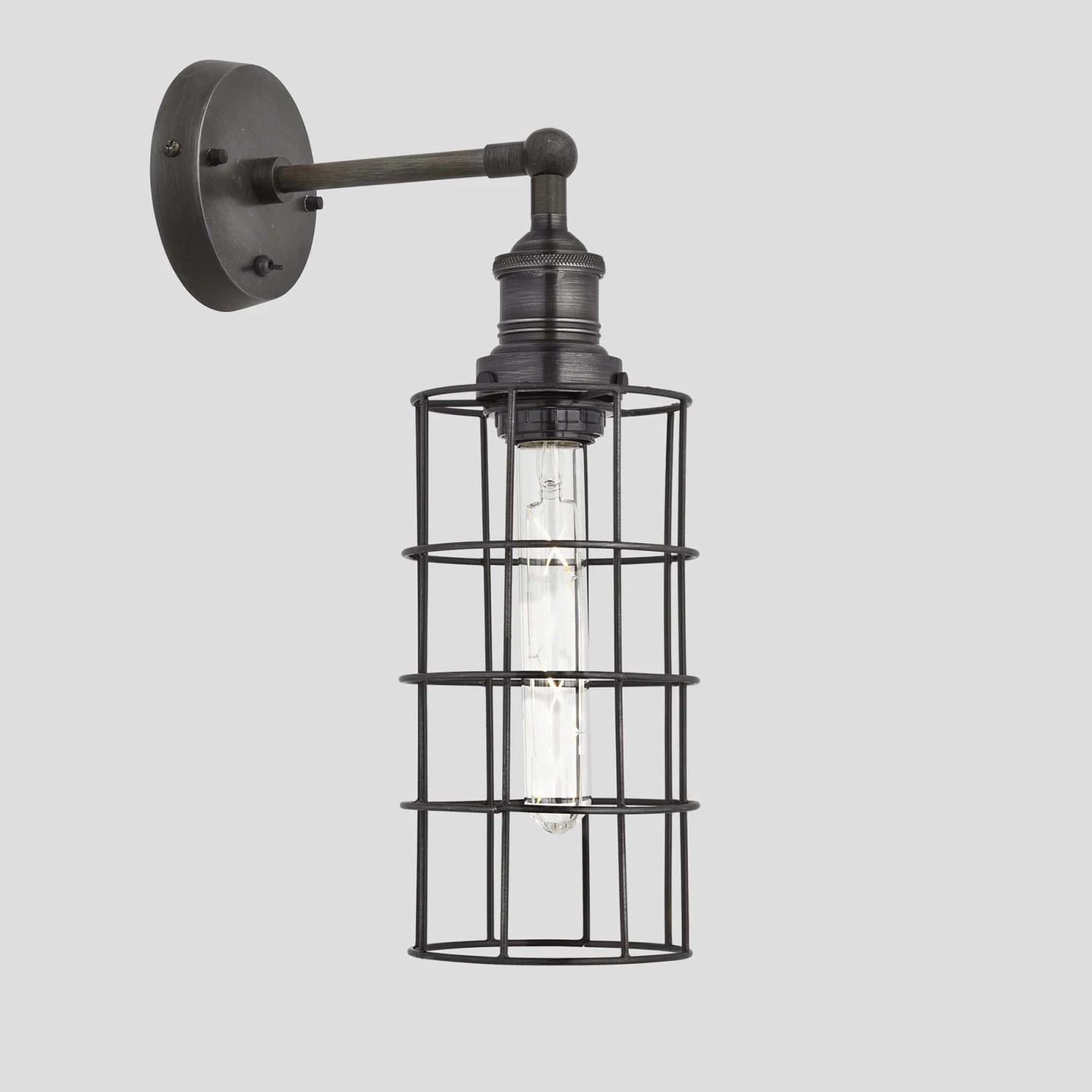 Brooklyn Wire Cage Wall Light - 5 Inch - Pewter - Cylinder 6 Brooklyn Wire Cage Wall Light - 5 Inch - Pewter - Cylinder - Image 4