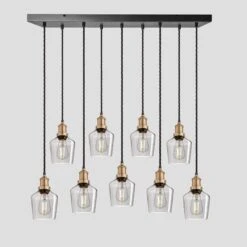 Brooklyn Tinted Glass Schoolhouse 9 Wire Cluster Lights - 5.5 Inch - Smoke Grey