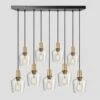 Sleek Tinted Glass Schoolhouse 9 Wire Cluster Lights - 5.5 Inch - Smoke Grey -Lumi Home Shop 5.5 Inch Pendant Glass Industville Lighting Schoolhouse BrassHolder Sleek SL TGL SH5 9WCL SG BH