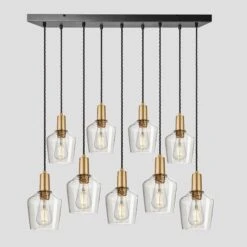 Sleek Tinted Glass Schoolhouse 9 Wire Cluster Lights - 5.5 Inch - Smoke Grey