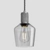 Knurled Tinted Glass Schoolhouse Pendant - 5.5 Inch - Smoke Grey -Lumi Home Shop 5.5 Inch Pendant Glass Industville Lighting Schoolhouse PewterHolder Knurled KN TGL SHP5 SG PH