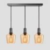 Sleek Tinted Glass Schoolhouse 3 Wire Oval Cluster Lights - 5.5 Inch - Amber