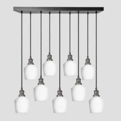 Brooklyn Opal Glass Schoolhouse 9 Wire Cluster Lights - 5.5 Inch - White