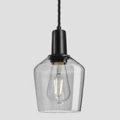 Sleek Tinted Glass Schoolhouse Pendant - 5.5 Inch - Smoke Grey