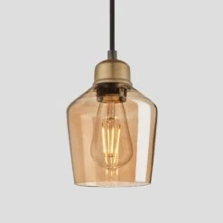 Orlando Tinted Glass Schoolhouse Pendant - 5.5 Inch - Amber