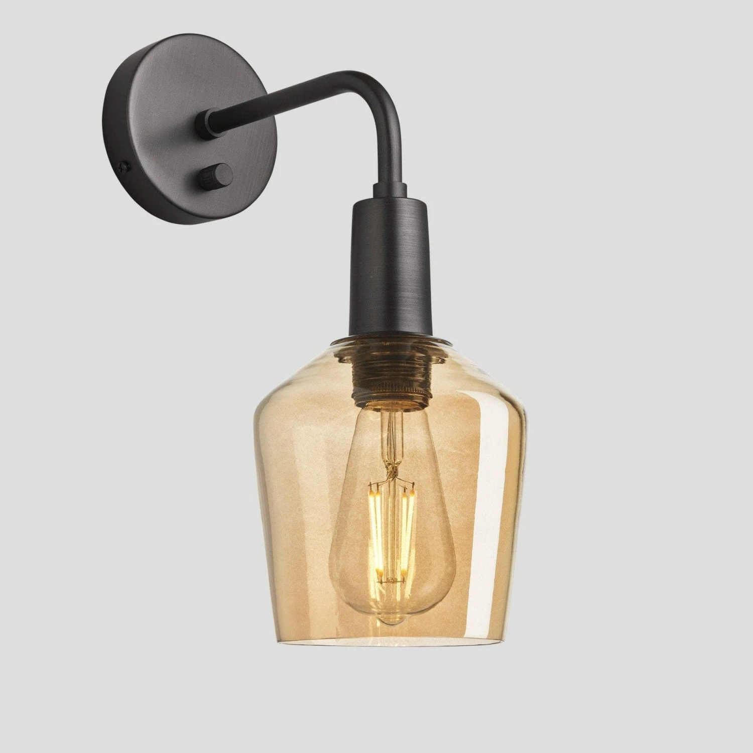 Sleek Tinted Glass Schoolhouse Wall Light - 5.5 Inch - Amber - Image 2