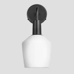 Sleek Opal Glass Schoolhouse Wall Light - 5.5 Inch -Lumi Home Shop 5.5 Inch WallLight OpalGlass Industville Lighting Schoolhouse PewterHolder Sleek SL OGL SHWL5 W PH