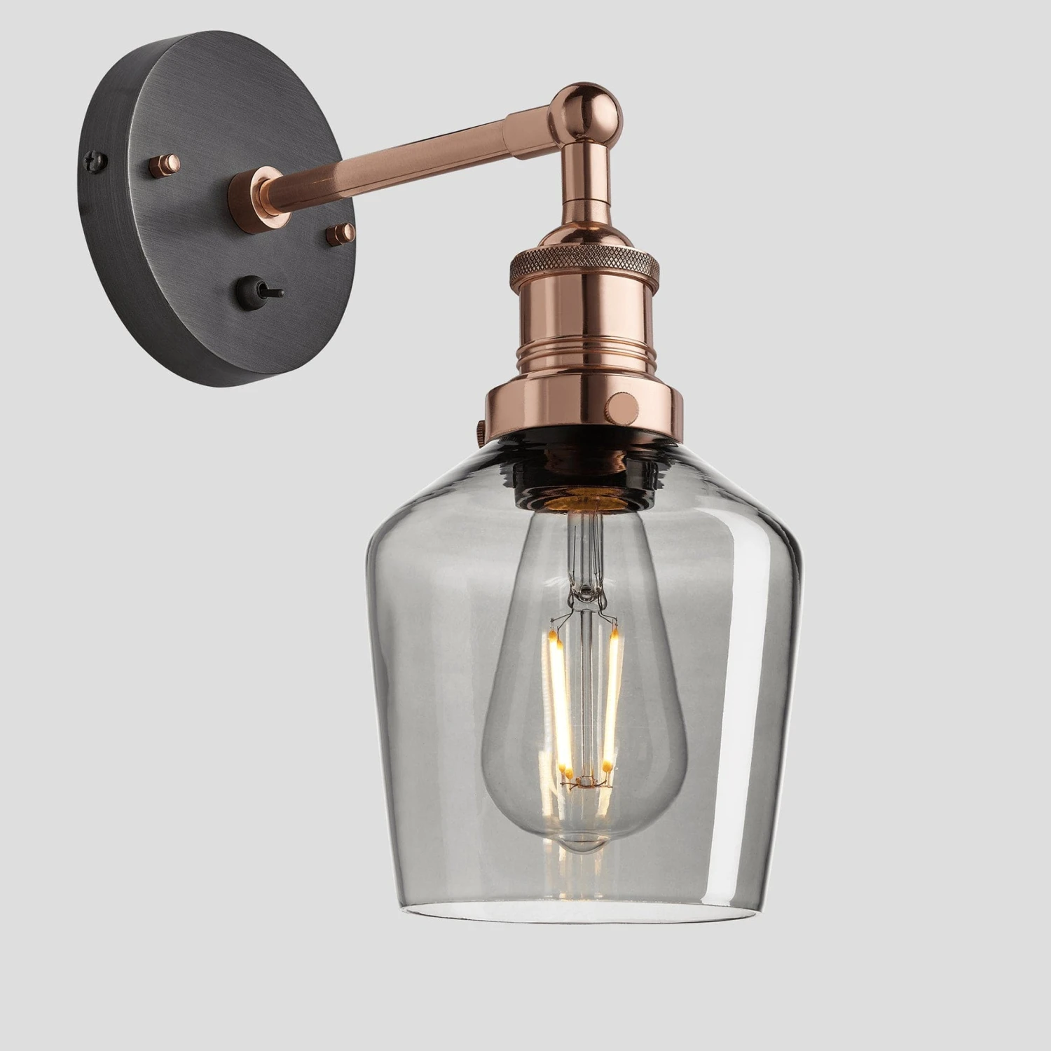 Brooklyn Tinted Glass Schoolhouse Wall Light - 5.5 Inch - Smoke Grey 10 Brooklyn Tinted Glass Schoolhouse Wall Light - 5.5 Inch - Smoke Grey - Image 8