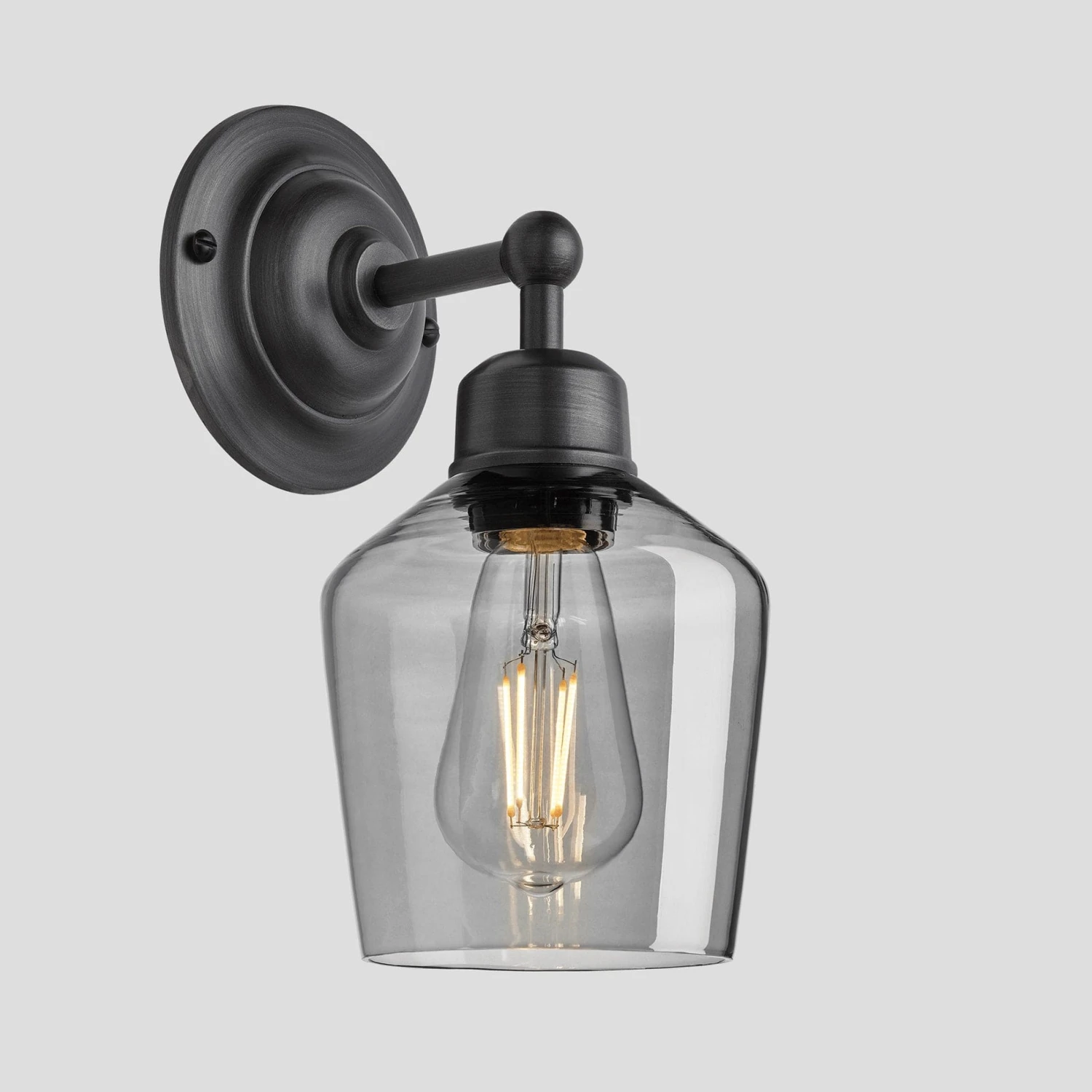Orlando Tinted Glass Schoolhouse Wall Light - 5.5 Inch - Smoke Grey - Image 2