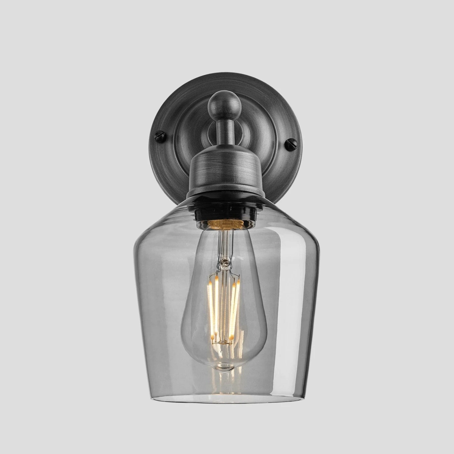 Orlando Tinted Glass Schoolhouse Wall Light - 5.5 Inch - Smoke Grey