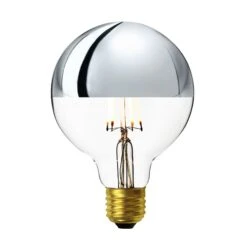 Vintage LED Edison Bulb - 5W E27 Small Globe G95 - Clear With Silver Cap