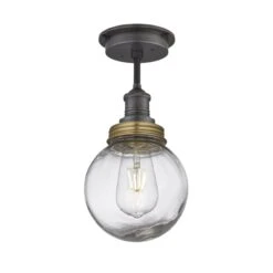 Brooklyn Outdoor & Bathroom Globe Flush Mount Light - Pewter