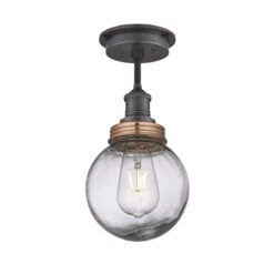Brooklyn Outdoor & Bathroom Globe Flush Mount Light - Pewter -Lumi Home Shop 6 Inch FlushMount Pewter Industville Lighting GlobeGlass PewterHolder CopperRing Brooklyn IP65 BR IP65 FM PH CR GLG