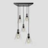 Sleek Tinted Glass Flask 5 Wire Square Cluster Lights - 6 Inch - Smoke Grey -Lumi Home Shop 6 Inch Pendant Glass Industville Lighting Flask PewterHolder Sleek SL TGL FL6 5WSQCL SG PH