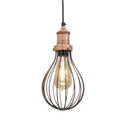 Brooklyn Balloon Cage Pendant - 6 Inch - Pewter -Lumi Home Shop 6 Inch Pendant Pewter Industville Lighting Balloon CopperHolder Brooklyn BR BCP6 P CH