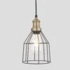 Brooklyn Wire Cage Pendant - 6 Inch - Pewter - Cone -Lumi Home Shop 6 Inch Pendant Pewter Industville Lighting Cone BrassHolder Brooklyn BR WCP6 P CN BH
