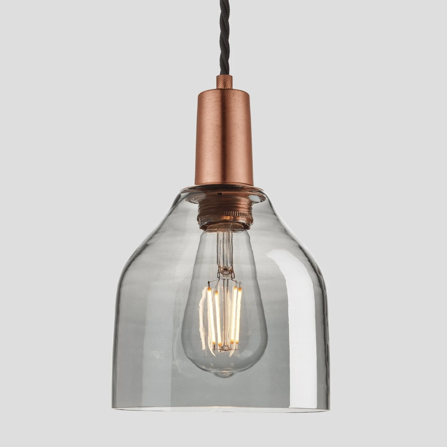 Sleek Tinted Glass Cone Pendant - 6 Inch - Smoke Grey - Image 3