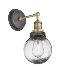 Brooklyn Outdoor & Bathroom Globe Wall Light - Brass 18 Brooklyn Outdoor & Bathroom Globe Wall Light - Brass -Lumi Home Shop 6 Inch WallLight Brass Industville Lighting GlobeGlass BrassHolder PewterRing Brooklyn IP65 BR IP65 WL BH PR GLG 1