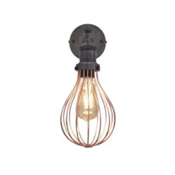 Brooklyn Balloon Cage Wall Light - 6 Inch - Copper 14 Brooklyn Balloon Cage Wall Light - 6 Inch - Copper -Lumi Home Shop 6 Inch WallLight Copper Industville Lighting Balloon PewterHolder Brooklyn BR BCWL6 C PH Lit v2
