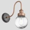 Swan Neck Outdoor & Bathroom Wall Light - Copper - Globe Glass -Lumi Home Shop 6 Inch WallLight Copper Industville Lighting GlobeGlass CopperHolder SwanNeck IP65 SN IP65 WL C GLG