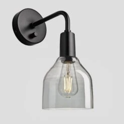 Sleek Tinted Glass Cone Wall Light - 6 Inch - Smoke Grey 17 Sleek Tinted Glass Cone Wall Light - 6 Inch - Smoke Grey -Lumi Home Shop 6 Inch WallLight Glass Industville Lighting Cone BlackHolder Sleek SL TGL CWL6 SG BKH Angled