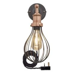 Brooklyn Balloon Cage Wall Light - 6 Inch - Pewter - With Plug 9 Brooklyn Balloon Cage Wall Light - 6 Inch - Pewter - With Plug -Lumi Home Shop 6 Inch WallLight Pewter Industville Lighting Balloon CopperHolder WithPlug Brooklyn BR BCWL6 P CH FLWP