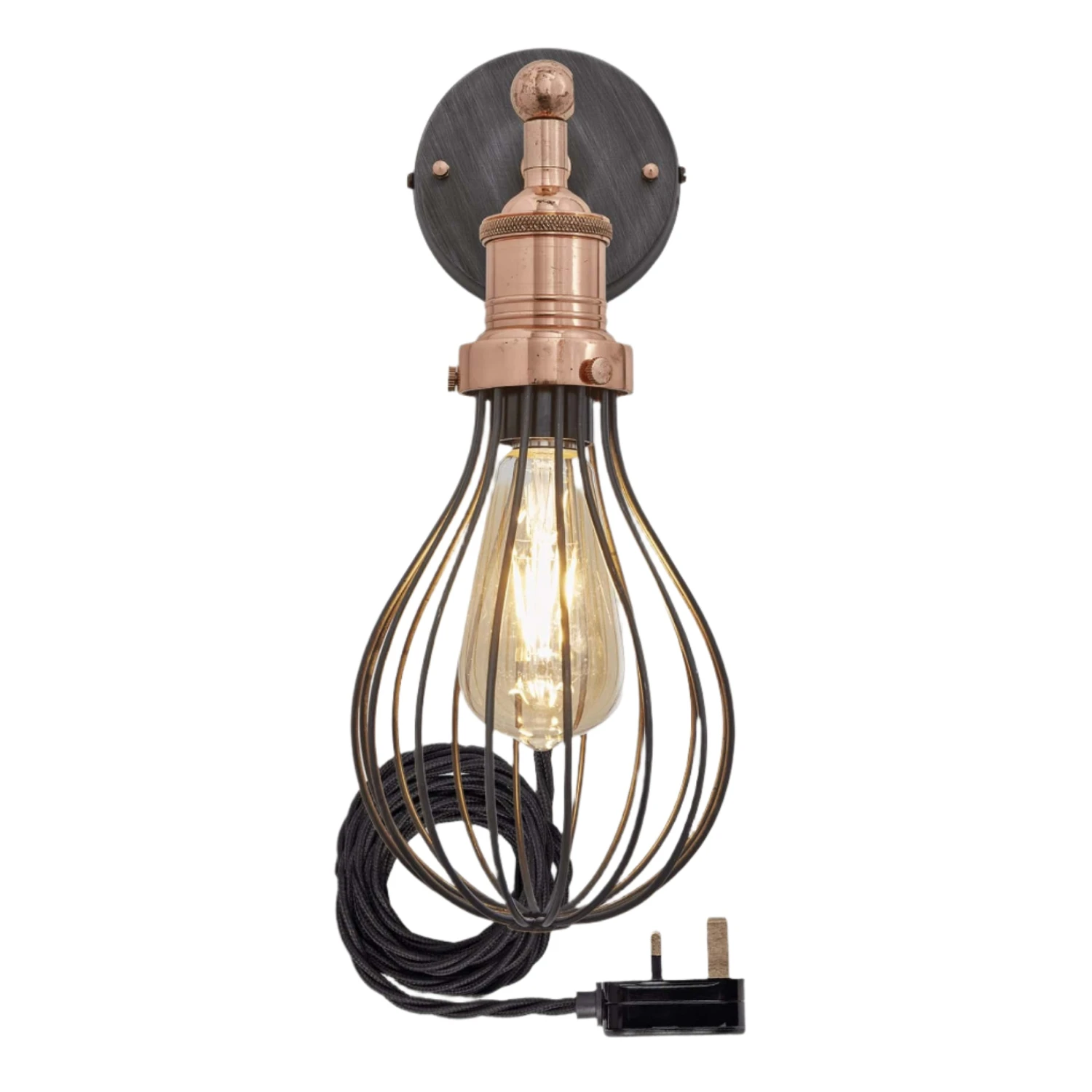 Brooklyn Balloon Cage Wall Light - 6 Inch - Pewter - With Plug 5 Brooklyn Balloon Cage Wall Light - 6 Inch - Pewter - With Plug - Image 3