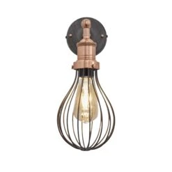 Brooklyn Balloon Cage Wall Light - 6 Inch - Pewter 15 Brooklyn Balloon Cage Wall Light - 6 Inch - Pewter -Lumi Home Shop 6 Inch WallLight Pewter Industville Lighting Balloon Copper Holder Brooklyn BR BCWL6 P CH