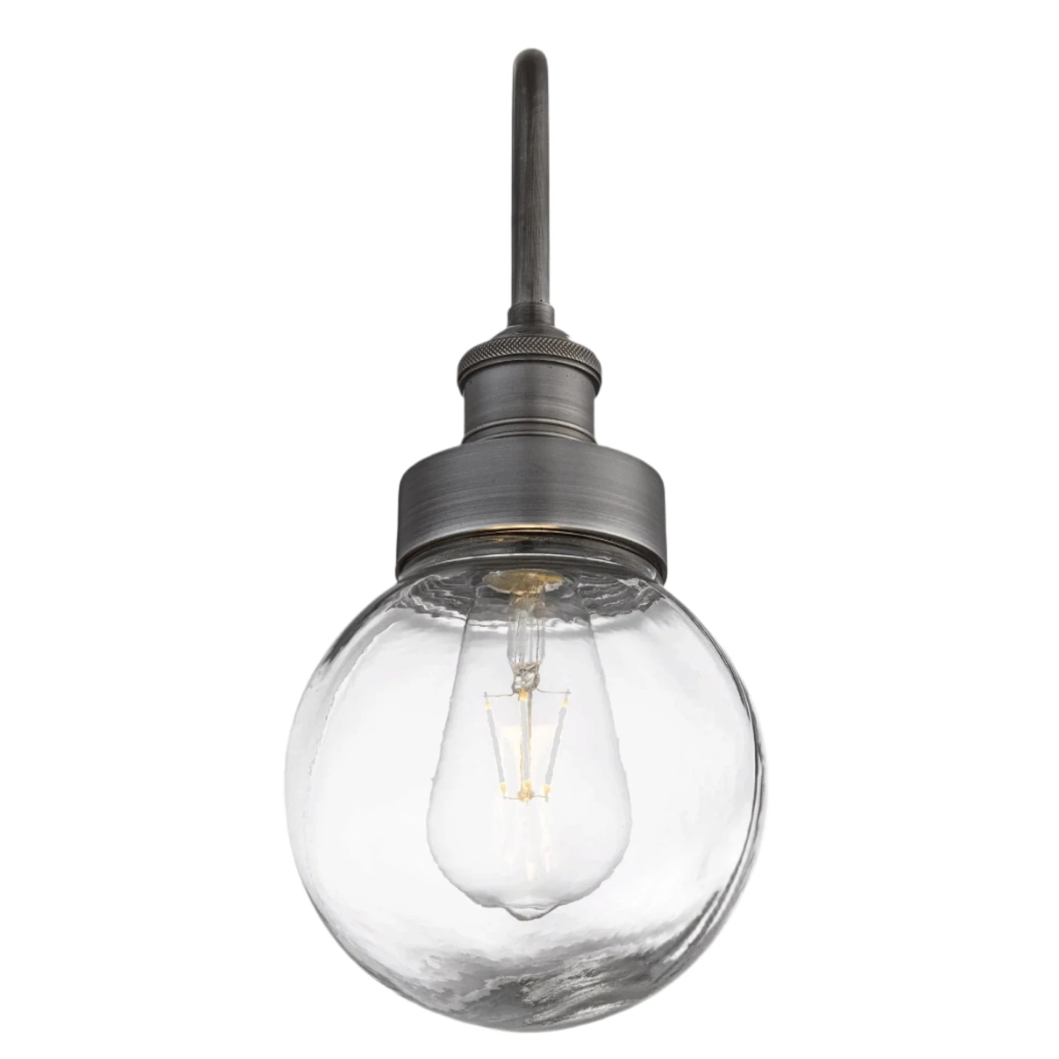 Swan Neck Outdoor & Bathroom Wall Light - Pewter - Globe Glass 4 Swan Neck Outdoor & Bathroom Wall Light - Pewter - Globe Glass - Image 2