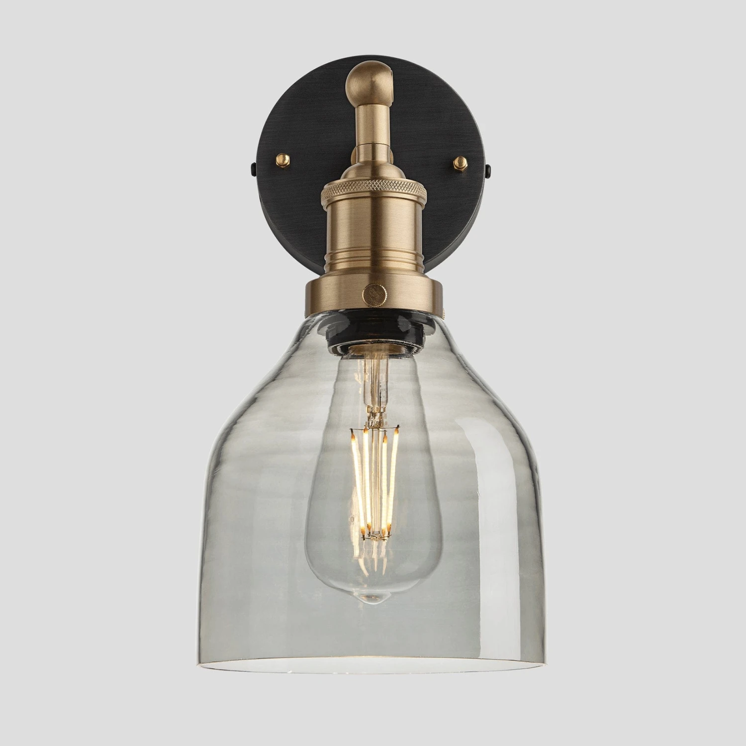 Brooklyn Tinted Glass Cone Wall Light - 6 Inch - Smoke Grey - Image 5