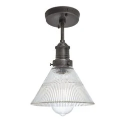 Brooklyn Glass Funnel Flush Mount - 7 Inch -Lumi Home Shop 7 Inch FlushMount Glass Industville Lighting Funnel PewterHolder Brooklyn BR GLFFM7 PH