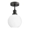Brooklyn Opal Glass Globe Flush Mount Light - 7 Inch -Lumi Home Shop 7 Inch FlushMount OpalGlass Industville Lighting Globe PewterHolder Brooklyn BR OGL GLFM7 W PH