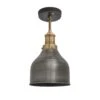 Brooklyn Cone Flush Mount - 7 Inch - Pewter -Lumi Home Shop 7 Inch FlushMount Pewter Industville Lighting Cone BrassHolder Brooklyn BR CFM7 P BH
