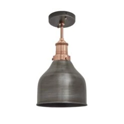Brooklyn Cone Flush Mount - 7 Inch - Pewter -Lumi Home Shop 7 Inch FlushMount Pewter Industville Lighting Cone CopperHolder Brooklyn BR CFM7 P CH