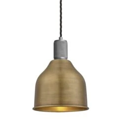 Knurled Cone Pendant Light - 7 Inch - Brass