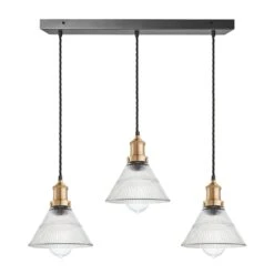 Brooklyn Glass Funnel 3 Wire Cluster Lights - 7 Inch 13 Brooklyn Glass Funnel 3 Wire Cluster Lights - 7 Inch -Lumi Home Shop 7 Inch Pendant Glass Industville Lighting Funnel BrassHolder Brooklyn BR GLF7 3WCL BH