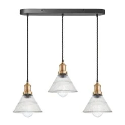 Brooklyn Glass Funnel 3 Wire Cluster Lights - 7 Inch 14 Brooklyn Glass Funnel 3 Wire Cluster Lights - 7 Inch -Lumi Home Shop 7 Inch Pendant Glass Industville Lighting Funnel BrassHolder Brooklyn BR GLF7 3WOCL BH