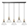 Brooklyn Glass Funnel 5 Wire Cluster Lights - 7 Inch -Lumi Home Shop 7 Inch Pendant Glass Industville Lighting Funnel BrassHolder Brooklyn BR GLF7 5WCL BH
