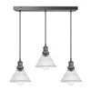 Brooklyn Glass Funnel 3 Wire Cluster Lights - 7 Inch -Lumi Home Shop 7 Inch Pendant Glass Industville Lighting Funnel PewterHolder Brooklyn BR GLF7 3WCL PH