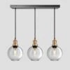 Brooklyn Tinted Glass Globe 3 Wire Cluster Lights - 7 Inch - Smoke Grey