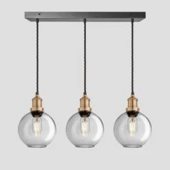 Brooklyn Tinted Glass Globe 3 Wire Cluster Lights - 7 Inch - Smoke Grey