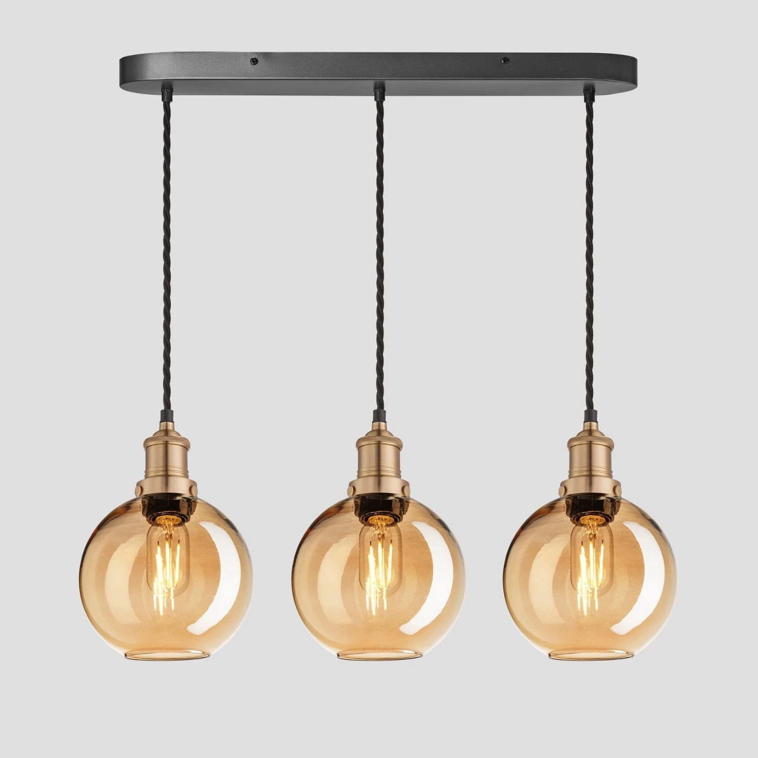 Brooklyn Tinted Glass Globe 3 Wire Cluster Lights - 7 Inch - Amber 5 Brooklyn Tinted Glass Globe 3 Wire Cluster Lights - 7 Inch - Amber - Image 3