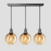 Brooklyn Tinted Glass Globe 3 Wire Cluster Lights - 7 Inch - Amber -Lumi Home Shop 7 Inch Pendant Glass Industville Lighting Globe PewterHolder Brooklyn BR TGL GL7 3WCL A PH