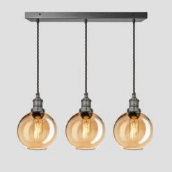 Brooklyn Tinted Glass Globe 3 Wire Cluster Lights - 7 Inch - Amber