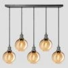Brooklyn Tinted Glass Globe 5 Wire Cluster Lights - 7 Inch - Amber